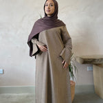Closed Linen Abaya- Coffee